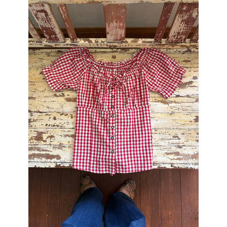 gingham check blouse