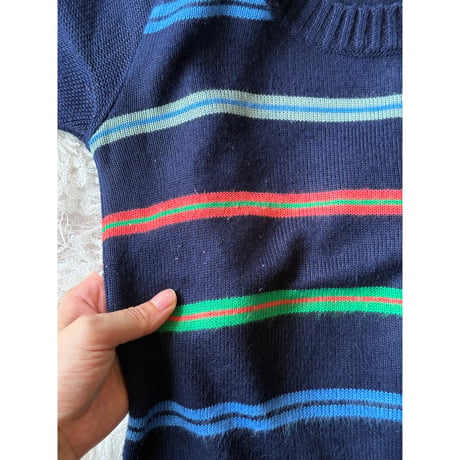 border knit s/s tops