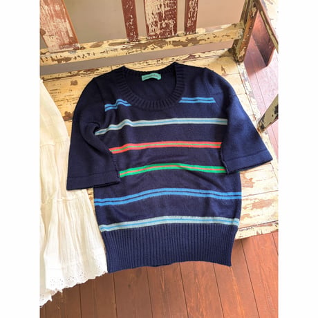 border knit s/s tops
