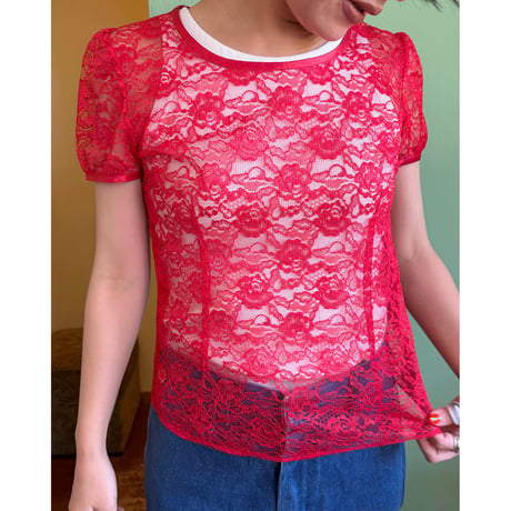 puff sleeve all lace tops