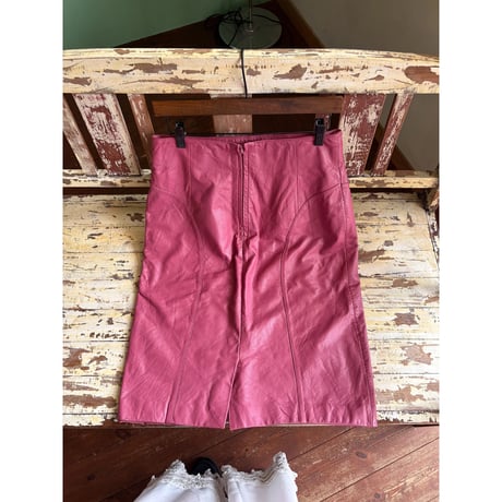 pink leather skirt