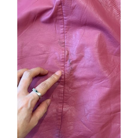 pink leather skirt