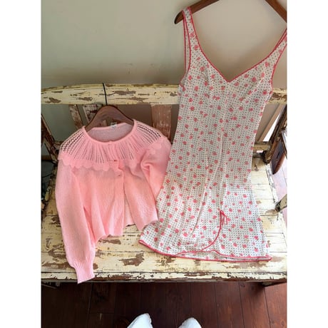 made in W.germany pink frill cardigan