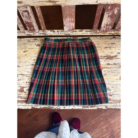 made in U.K check pattern pleats mini skirt