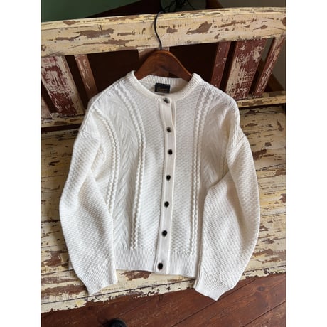 white knit cardigan