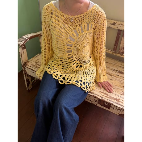 yellow crochet tops