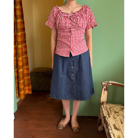 gingham check blouse