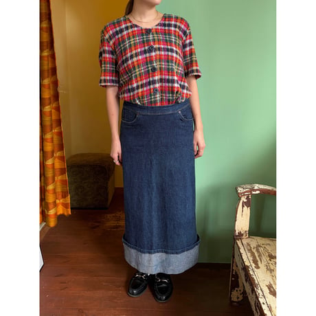 low waist denim skirt