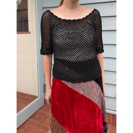 velours design long skirt
