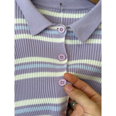 border knit polo tops