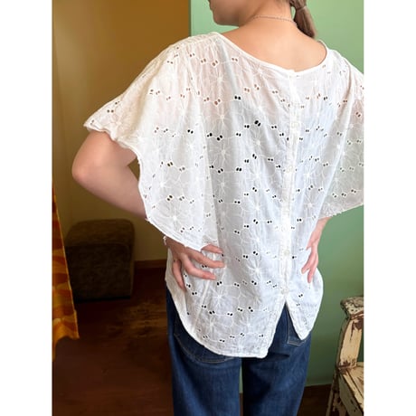 made in Italy cutwork lace blouse