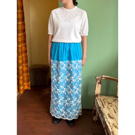 turquoise  blue lace long skirt