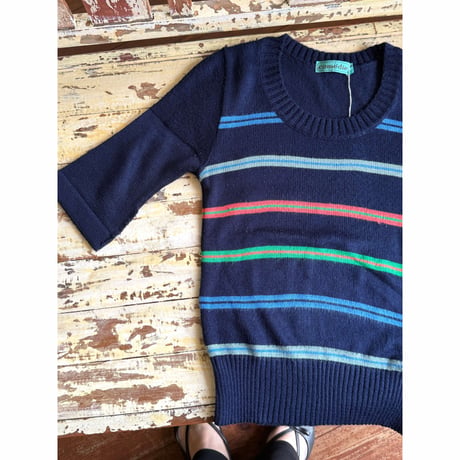 border knit s/s tops