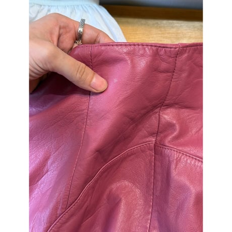 pink leather skirt