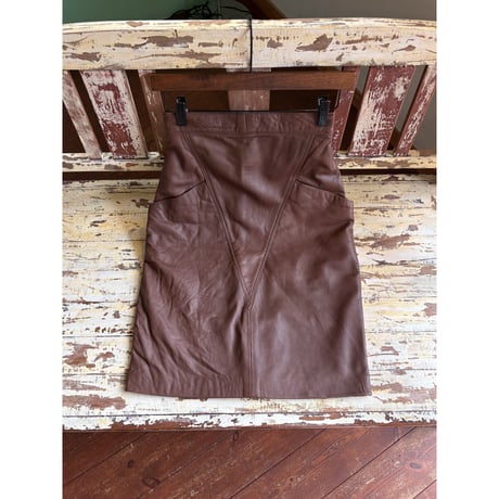 made in England brown leather skirt