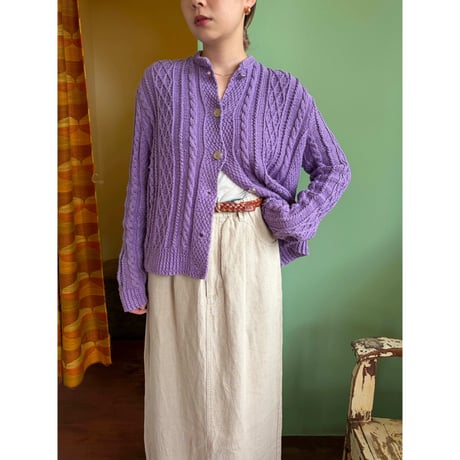 purple cable  knit cardigan