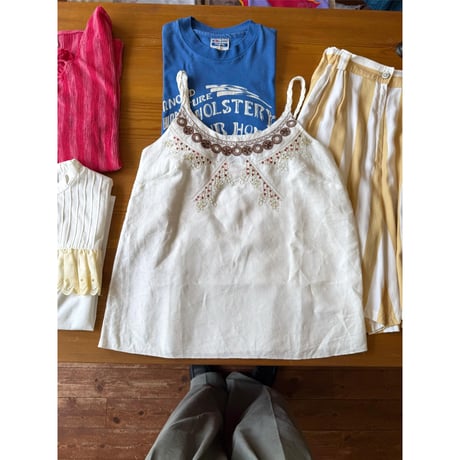 beads embroidery linen camisole