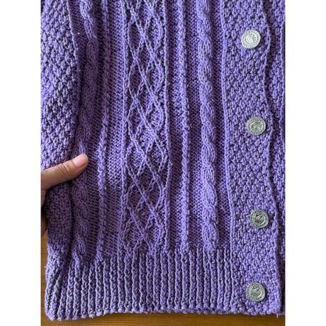 purple cable  knit cardigan