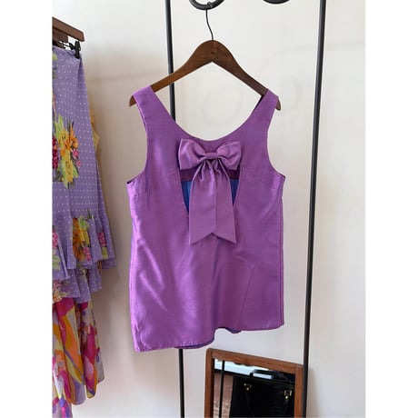made in USA back ribbon sleeveless tops