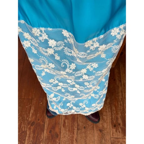turquoise  blue lace long skirt