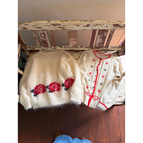 【ご成約済み】flower pattern mohair sweater