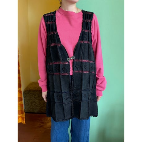 patchwork leather vest