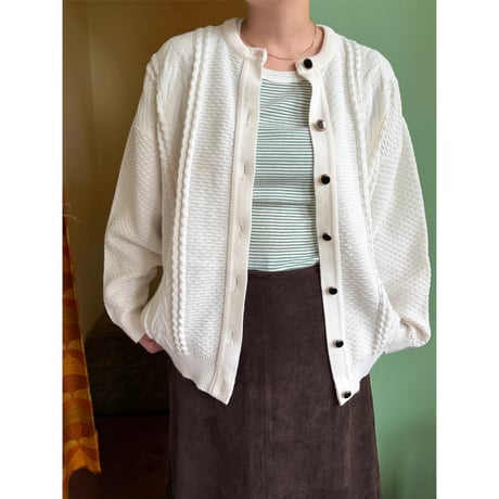 white knit cardigan