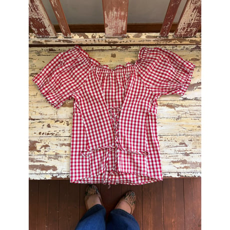 gingham check blouse
