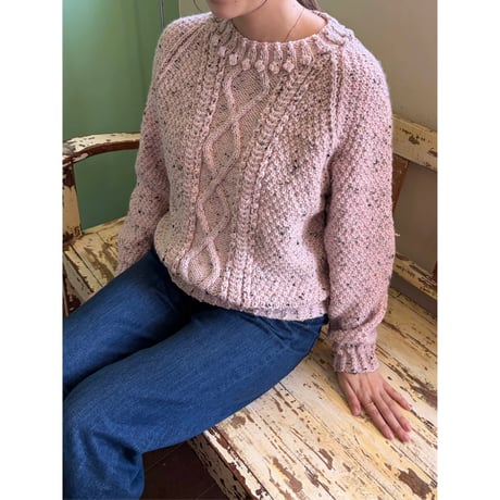 melange cable sweater