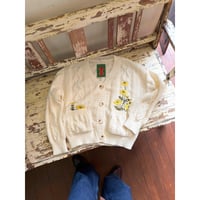 embroidery cable  knit cardigan