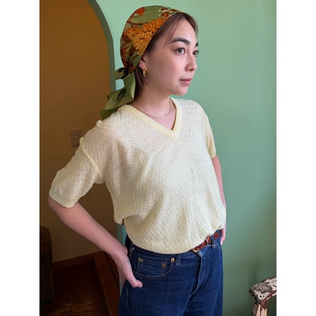 yellow s/s knit tops