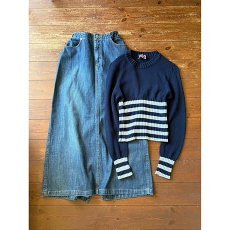 denim long skirt