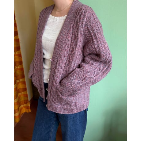 purple melange Tyrolean cardigan