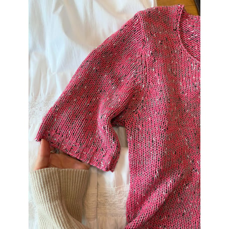 melange pink knit tops