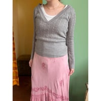 gray cable v neck sweater