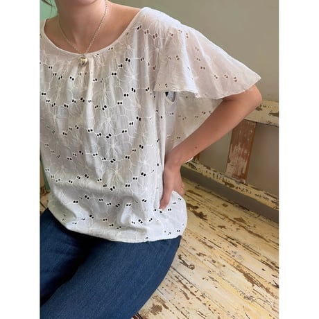 made in Italy cutwork lace blouse