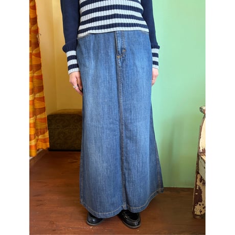 denim long skirt