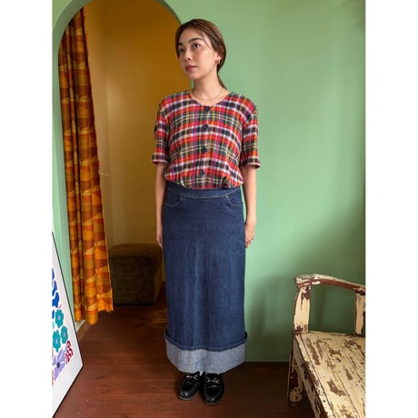 low waist denim skirt
