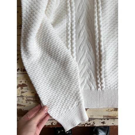 white knit cardigan