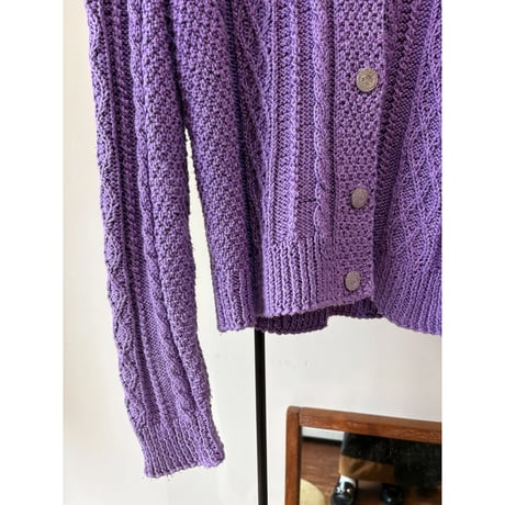 purple cable  knit cardigan