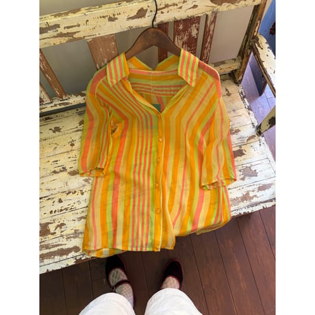 sheer stripe shirt