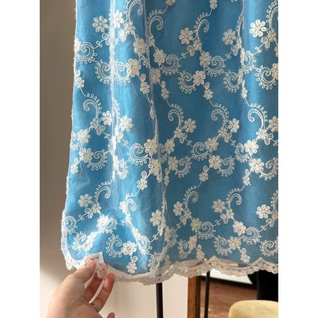 turquoise  blue lace long skirt