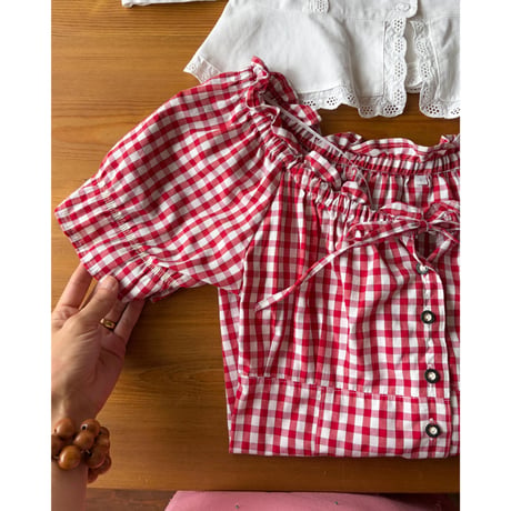 gingham check blouse
