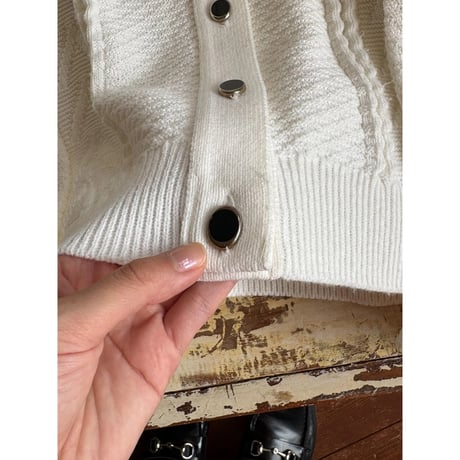 white knit cardigan