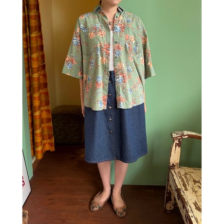 made in USA flower pattern s/s shirt