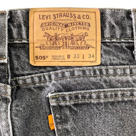 90's Levi's 505 "先染め" Black Denim Pants W33 USA製