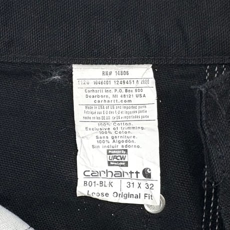 "NOS" Carhartt "Black" "Double Knee" Duck Painter Pants W31 USA製
