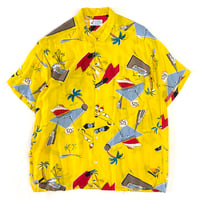 00's Scenery "50's Pattern" Open Collar Rayon Shirt Lサイズ