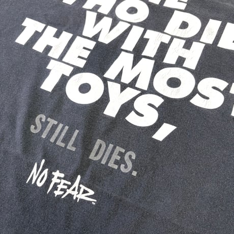 "Black Fade" 90's NO FEAR "He Who Dies～" "両面" Tシャツ XLサイズ USA製