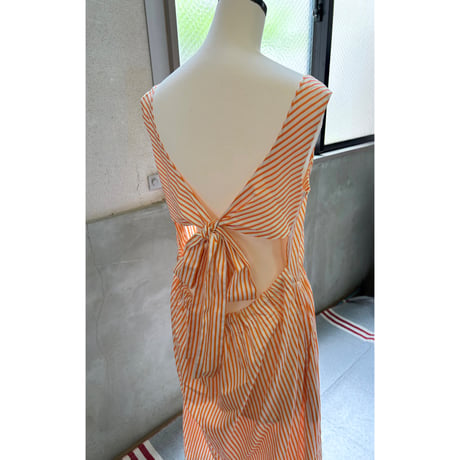 90's unknown Back Ribbon Stripe One Piece